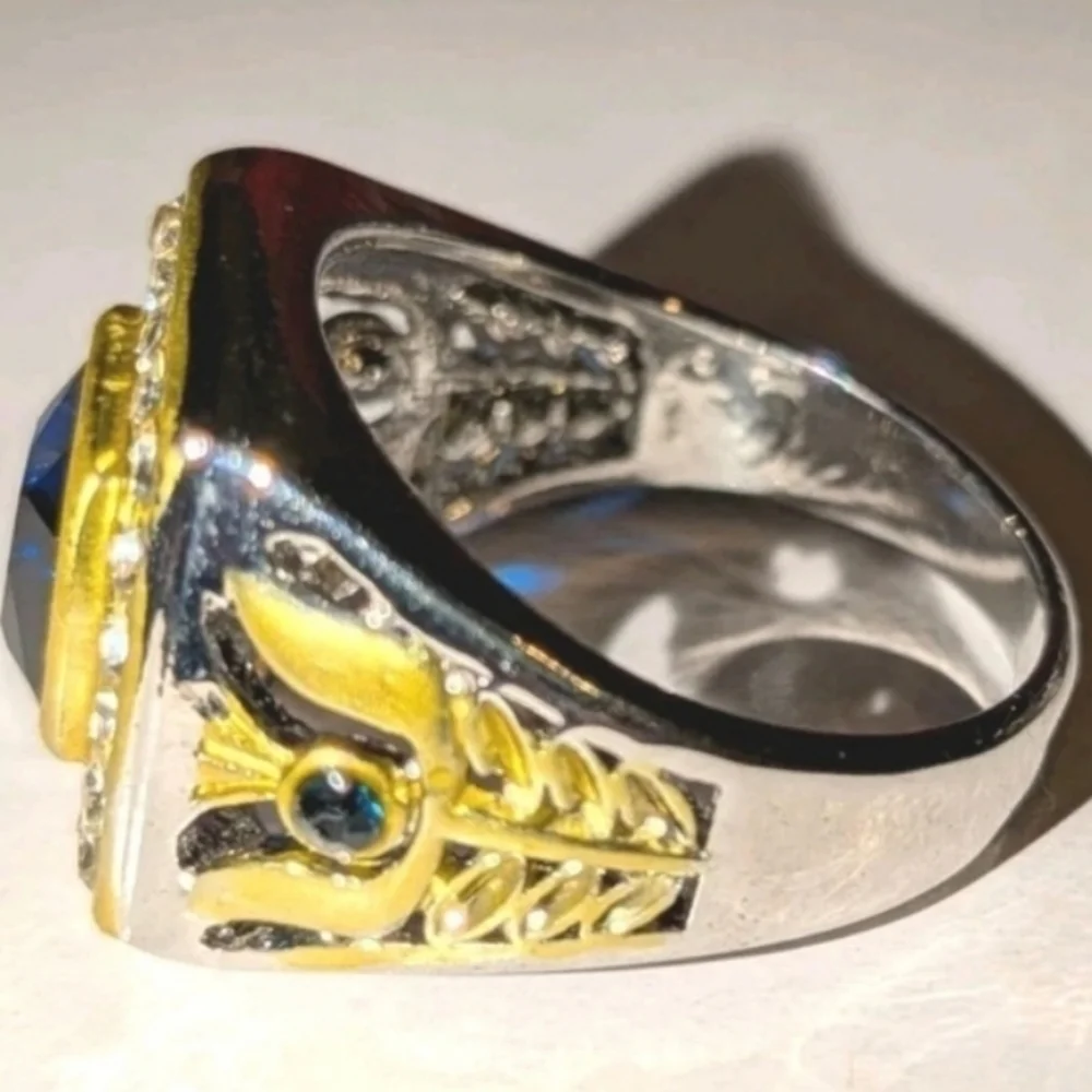 Mens Sapphire Ring With gold Accents